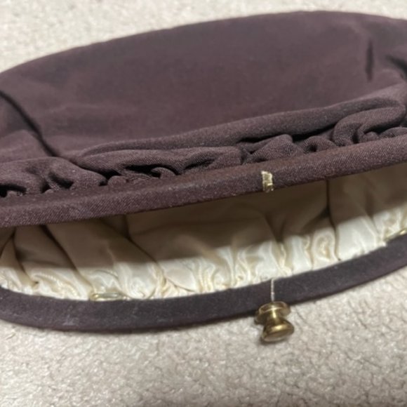 VTG 1950's Rich Dark Brown Evening Clutch Kiss Lock Latch Handbag 10x5.5" - Picture 10 of 10
